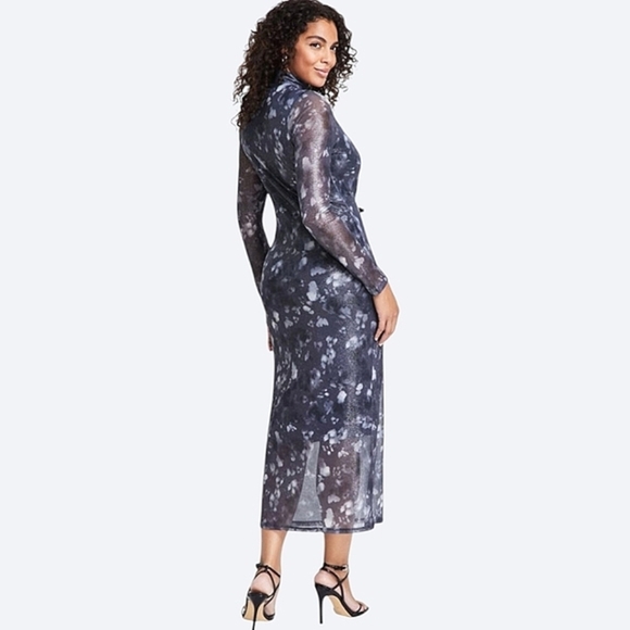 Bar III Dresses & Skirts - Bar III Foil Mesh Mock Neck Bodycon Midi Dress NWT Women's 1X